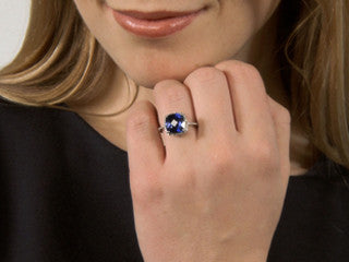 Ice Jewellery 5 3/4 Carat Created Sapphire & 1/10 Carat Diamond Ring in Sterling Silver - 7500719722 | Ice Jewellery Australia