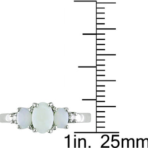 Ice Jewellery 2/5 Carat Opal and Diamond 10K White Gold Ring - 7500692889 | Ice Jewellery Australia