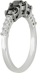 Ice Jewellery 1 Carat Black & White Diamond 10K White Gold Engagement Ring - 7500694791 | Ice Jewellery Australia