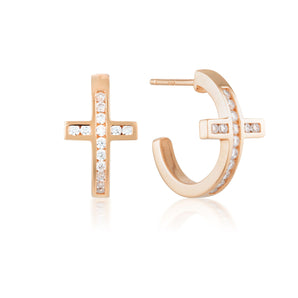 Georgini Spiritus Cross Hoop Earring - Rose Gold - IE839RG | Ice Jewellery Australia